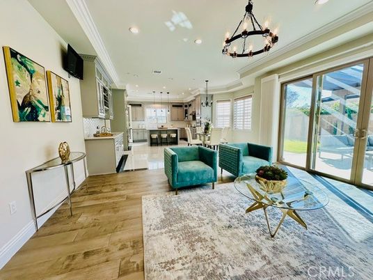 Interior, Kitchen, Living room, Pendant Lights, Recessed Lighting, Stainless Steel Appliances, Wood Texture Flooring