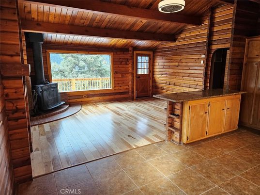 Empty room, Fireplace, Interior, Wooden Beams, Wooden Ceilings, Wood Texture Flooring, Wooden Walls
