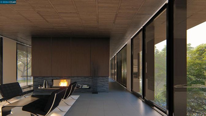 Fireplace, Interior, Sun Room, Wooden Ceilings