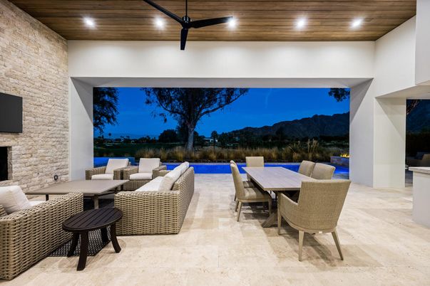 Exterior, Fireplace, Pool, Recessed Lighting