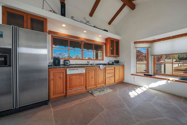 Interior, Kitchen, Recessed Lighting, Stainless Steel Appliances, Wooden Beams
