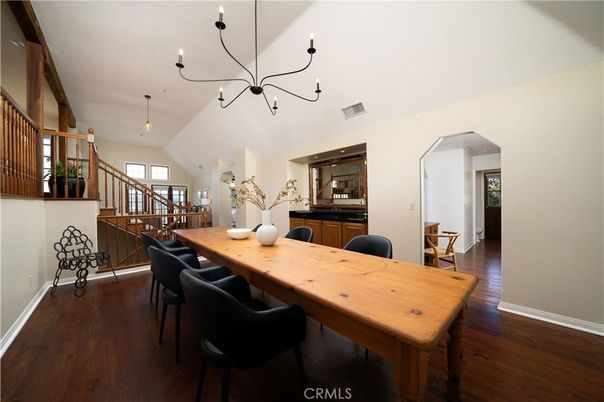 Chandelier, Dining room, Interior, Pendant Lights, Wood Texture Flooring