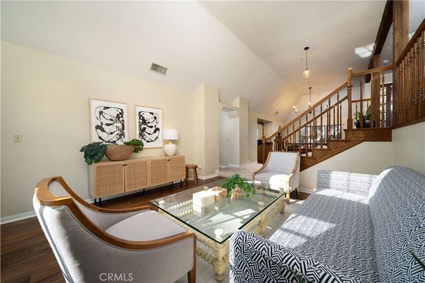 Interior, Living room, Pendant Lights, Wood Texture Flooring