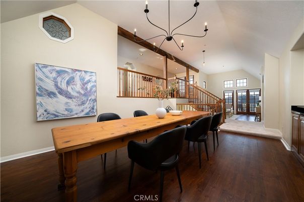 Chandelier, Dining room, Interior, Wood Texture Flooring