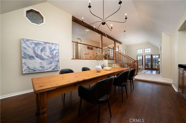 Chandelier, Dining room, Interior, Wood Texture Flooring