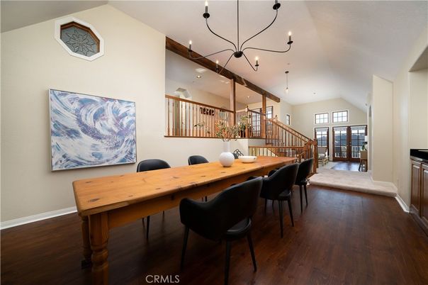 Chandelier, Dining room, Interior, Wood Texture Flooring