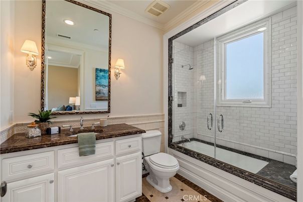 Bathroom, Dual Sink Vanities, Glass Shower, Interior, Recessed Lighting