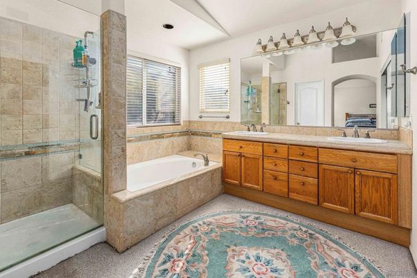 Bathroom, Dual Sink Vanities, Glass Shower, Interior, Recessed Lighting