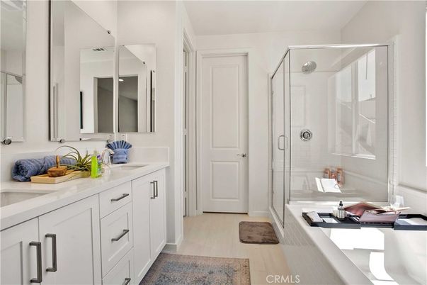 Bathroom, Glass Shower, Interior, Wood Texture Flooring