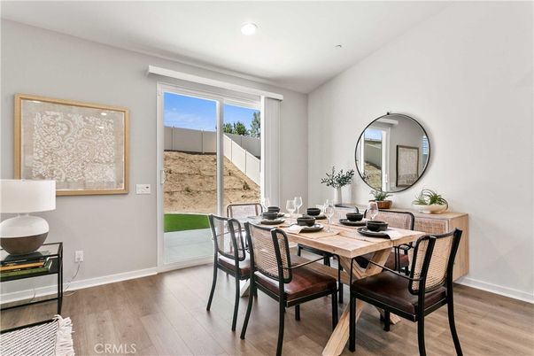 Dining room, Interior, Recessed Lighting, Wood Texture Flooring