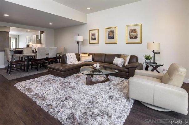 Dining room, Interior, Kitchen, Living room, Recessed Lighting, Wood Texture Flooring