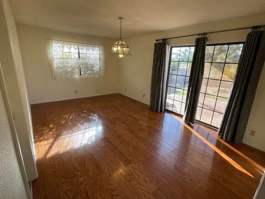 Empty room, Interior, Pendant Lights, Wood Texture Flooring