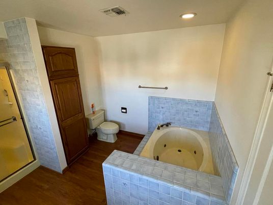 Bathroom, Interior, Recessed Lighting, Wood Texture Flooring