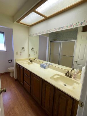 Bathroom, Dual Sink Vanities, Interior, Wood Texture Flooring
