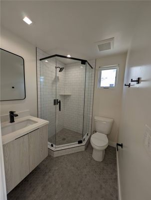 Bathroom, Glass Shower, Interior, Recessed Lighting