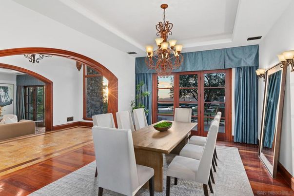 Chandelier, Dining room, Interior, Wood Texture Flooring