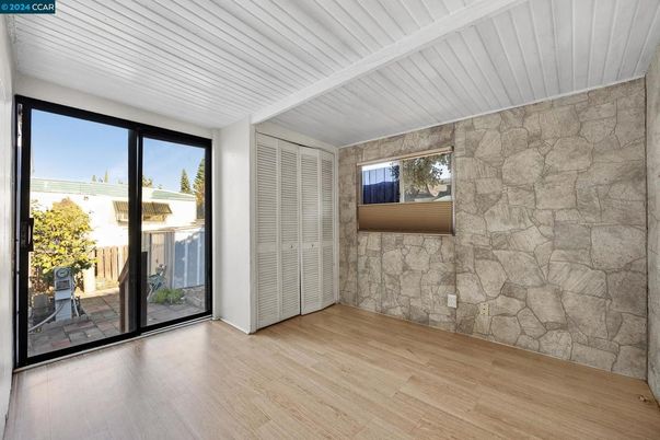 Empty room, Interior, Stone Walls, Wood Texture Flooring