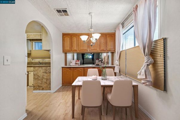 Interior, Kitchen, Pendant Lights, Wood Texture Flooring