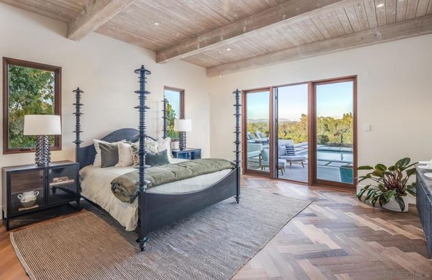 Bedroom, Interior, Recessed Lighting, Wooden Beams, Wooden Ceilings, Wood Texture Flooring