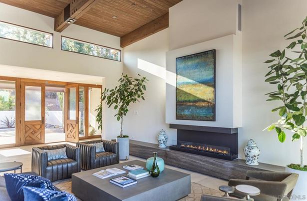 Fireplace, Interior, Living room, Recessed Lighting, Wooden Beams, Wooden Ceilings