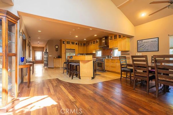 Dining room, Interior, Kitchen, Recessed Lighting, Wood Texture Flooring
