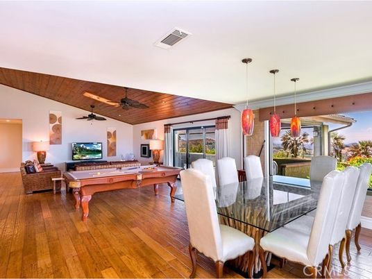 Billiard Table, Dining room, Game Room, Interior, Pendant Lights, Wooden Ceilings, Wood Texture Flooring