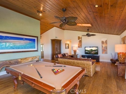 Billiard Table, Game Room, Interior, Recessed Lighting, Wooden Ceilings, Wood Texture Flooring