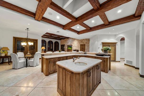 Interior, Pendant Lights, Recessed Lighting, Stone Walls, Wooden Beams