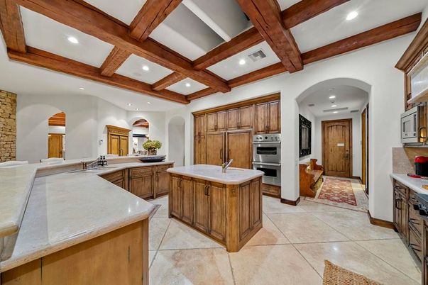 Interior, Kitchen, Recessed Lighting, Stainless Steel Appliances, Wooden Beams