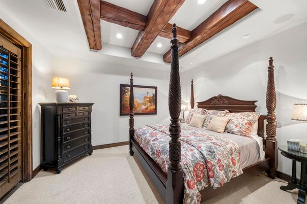 Bedroom, Interior, Recessed Lighting, Wooden Beams