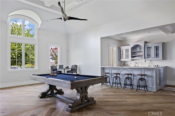 Billiard Table, Game Room, Interior, Recessed Lighting, Wood Texture Flooring