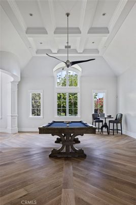 Billiard Table, Game Room, Interior, Recessed Lighting, Wood Texture Flooring