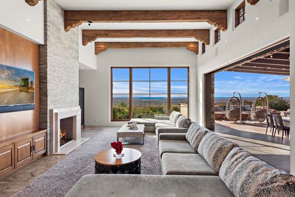 Fireplace, Interior, Living room, Water, Wooden Beams, Wood Texture Flooring
