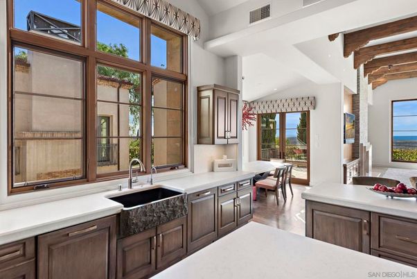 Dining room, Interior, Kitchen, Recessed Lighting, Water, Wooden Beams, Wood Texture Flooring