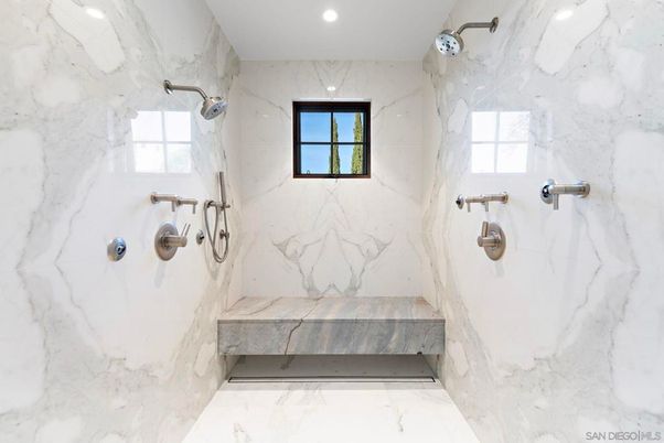 Bathroom, Interior, Marble, Marble Walls, Recessed Lighting