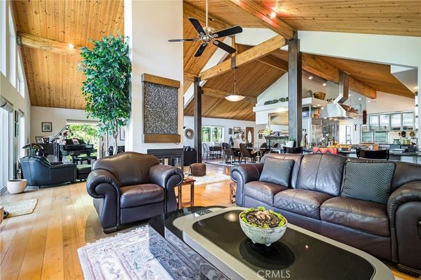 Dining room, Interior, Kitchen, Living room, Pendant Lights, Wooden Beams, Wooden Ceilings, Wood Texture Flooring