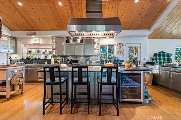 Interior, Kitchen, Recessed Lighting, Stainless Steel Appliances, Wooden Ceilings, Wood Texture Flooring