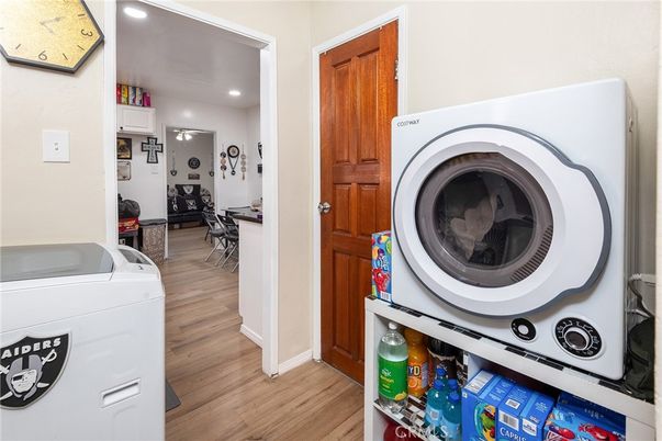 Interior, Recessed Lighting, Utility Closets, Washer, Wood Texture Flooring