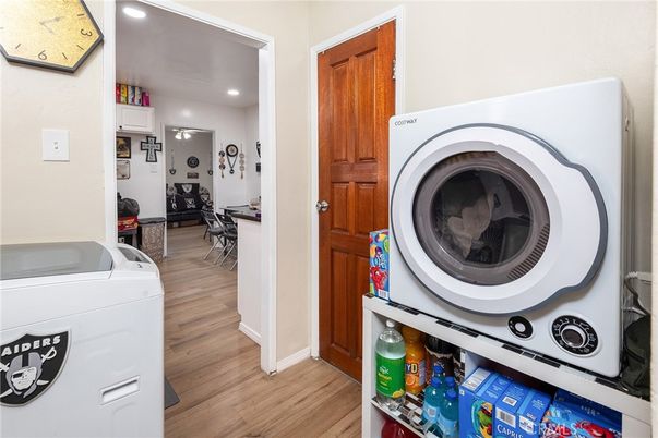Interior, Recessed Lighting, Utility Closets, Washer, Wood Texture Flooring