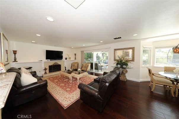 Dining room, Interior, Living room, Recessed Lighting, Wood Texture Flooring