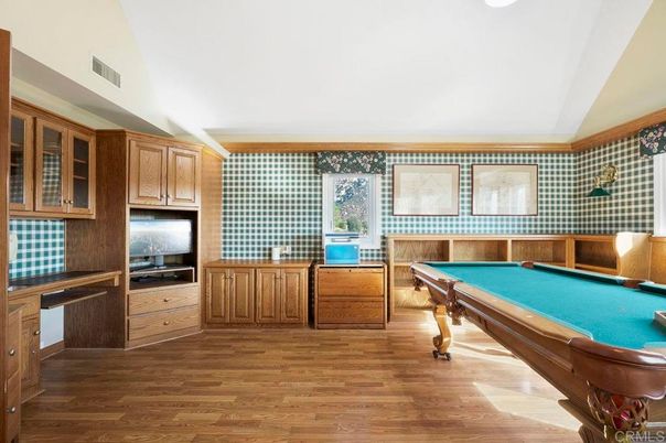 Billiard Table, Game Room, Interior, Wood Texture Flooring