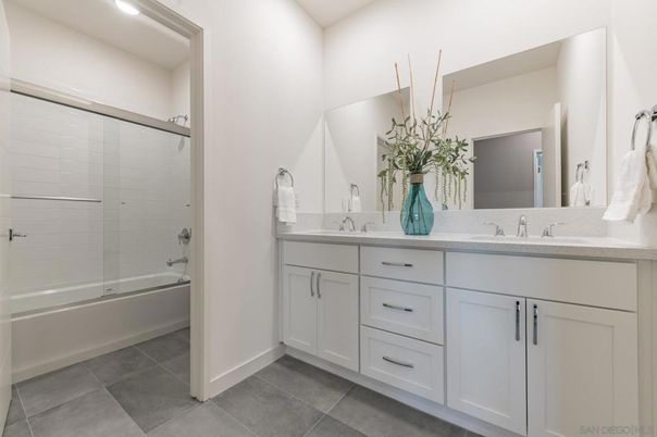 Bathroom, Dual Sink Vanities, Glass Shower, Interior, Recessed Lighting