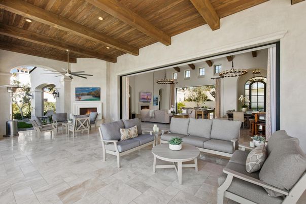 Dining room, Fireplace, Interior, Living room, Pendant Lights, Recessed Lighting, Wooden Beams, Wooden Ceilings