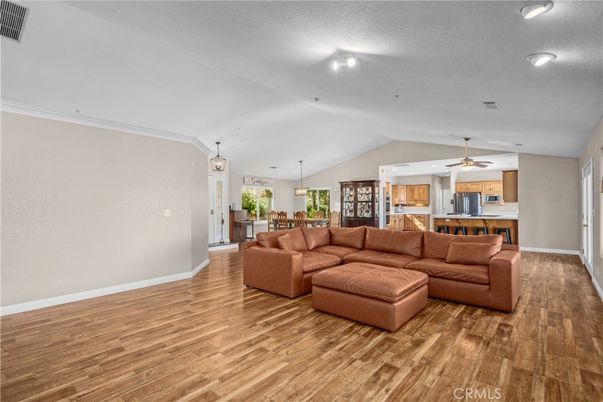 Dining room, Interior, Kitchen, Living room, Pendant Lights, Recessed Lighting, Wood Texture Flooring