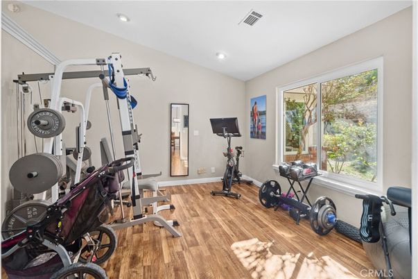 Fitness Equipment, Interior, Recessed Lighting, Wood Texture Flooring