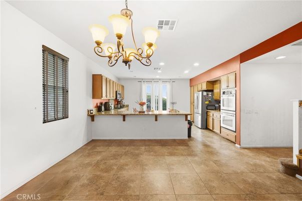 Chandelier, Interior, Kitchen, Recessed Lighting, Stainless Steel Appliances