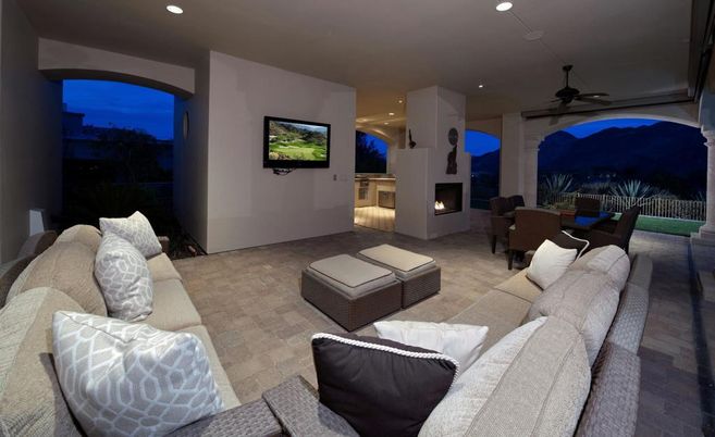 Fireplace, Interior, Living room, Recessed Lighting