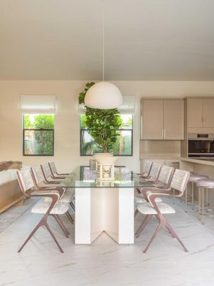 Dining room, Interior, Kitchen, Marble, Pendant Lights