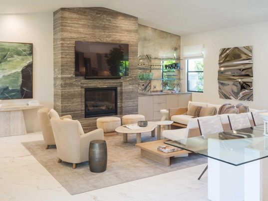 Fireplace, Interior, Living room, Marble, Stone Walls
