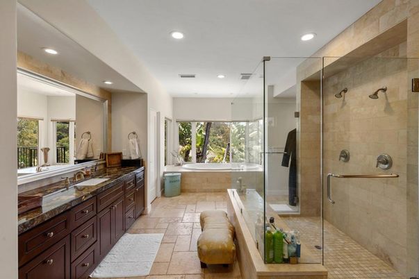 Bathroom, Dual Sink Vanities, Glass Shower, Interior, Recessed Lighting